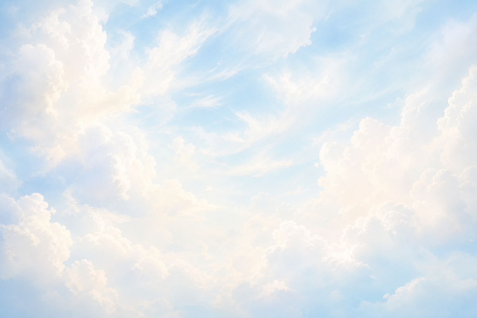 Soft blue sky with sunlit clouds